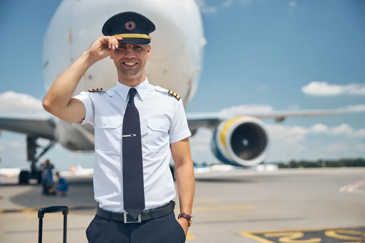 Airline pilot in uniform